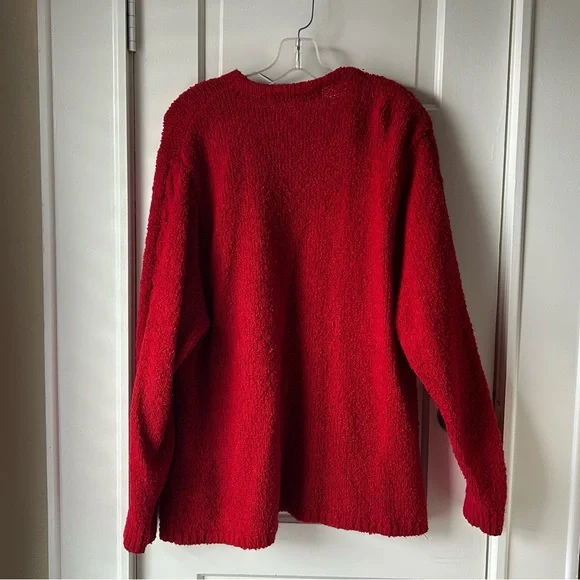 YarnWorks Red Knitted Oversized Cardigan - Picture 3 of 6